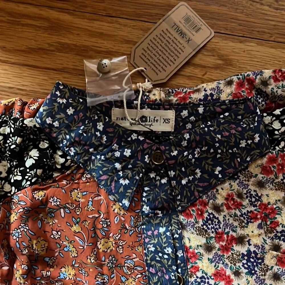 NWT Natural Life Esme Shirt Dress - Rust Blue Mix Print - Picture 13 of 14